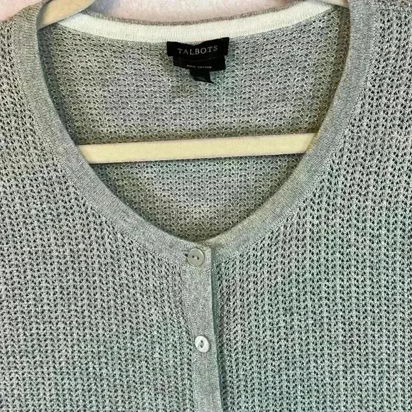 Talbots Gray/Silver Cardigan Sweater Pima Cotton Women’s Size XL - Picture 3 of 8